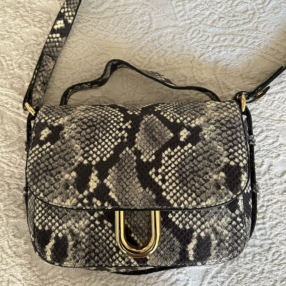 NWOT J. Crew 100% Leather Harper Crossbody, Snake Embossed